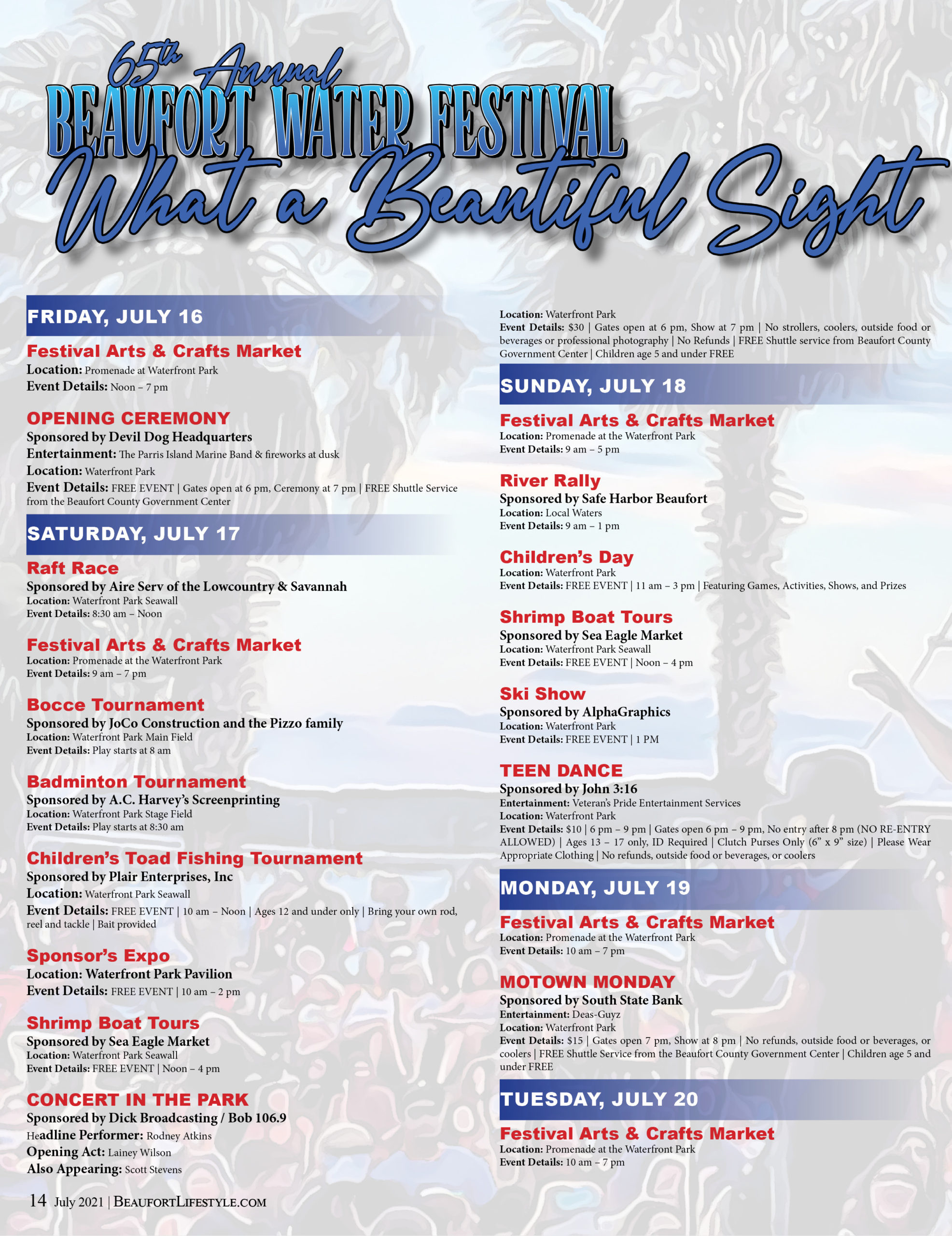 Water Festival Schedule Beaufort Lifestyle